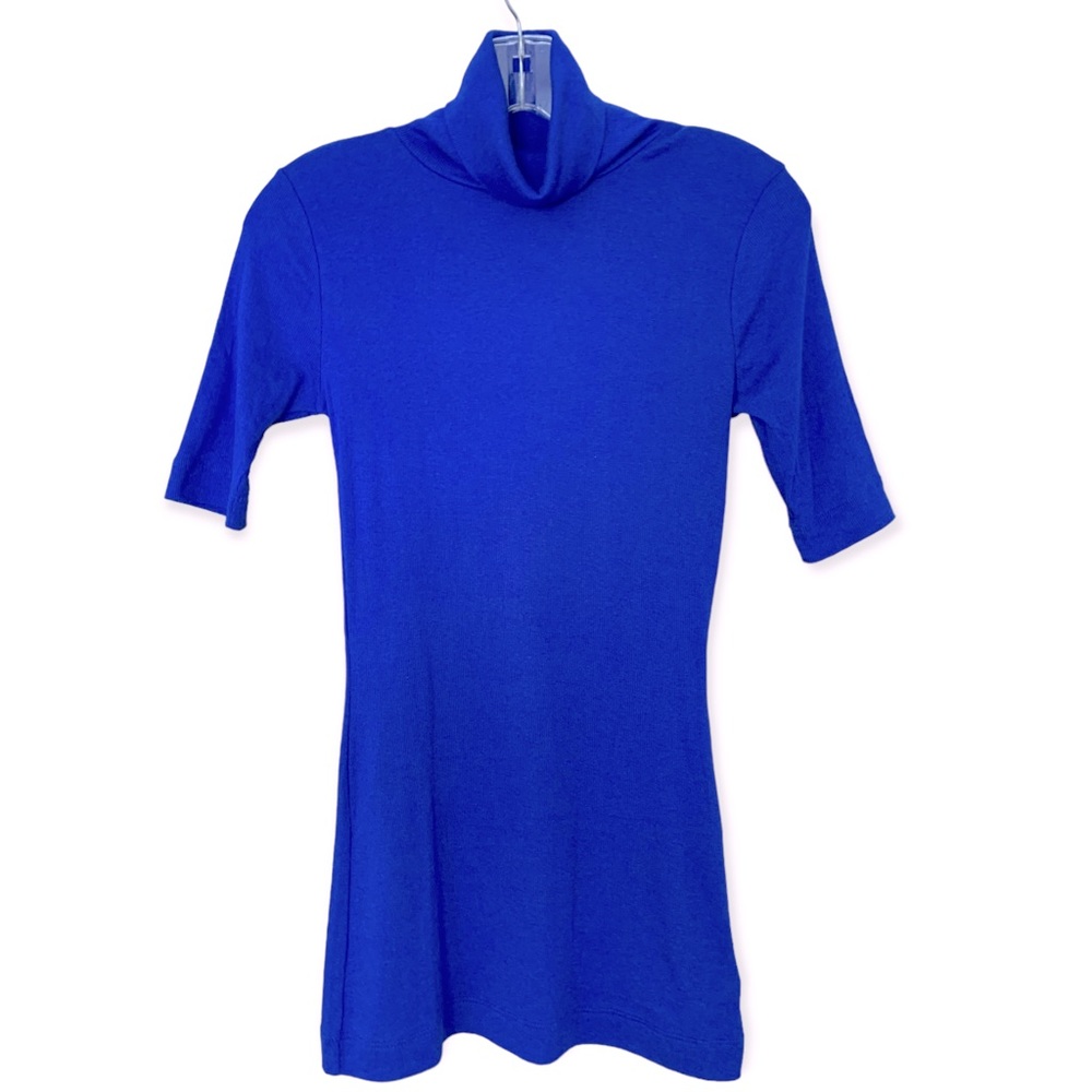 Mossimo | Modal Cotton Short Sleeve Rib Turtleneck Top Royal Blue Size XS